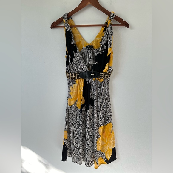 Sky Paisley Silk Sleeveless Dress with V-neckline and Empire Waist Size M - Picture 9 of 15